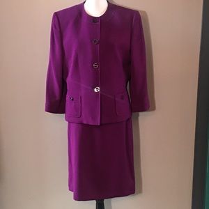 Tahari Plum Purple Skirt Suit Size 14